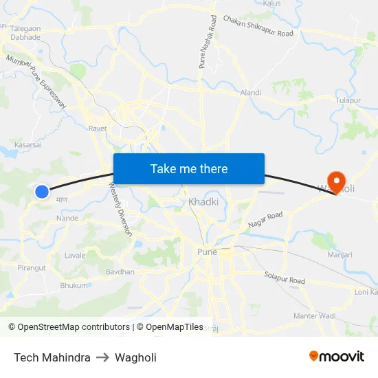 Tech Mahindra to Wagholi map
