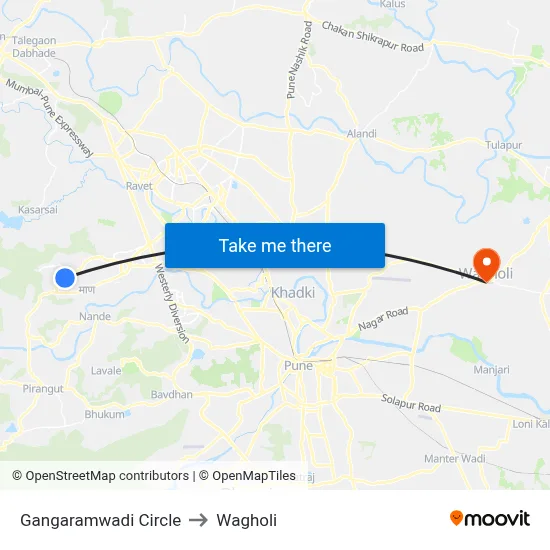 Gangaramwadi Circle to Wagholi map