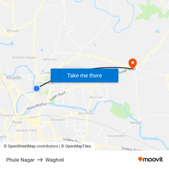 Phule Nagar to Wagholi map