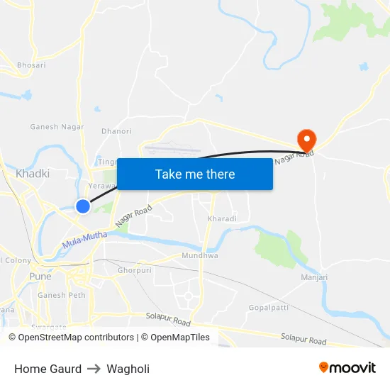Home Gaurd to Wagholi map