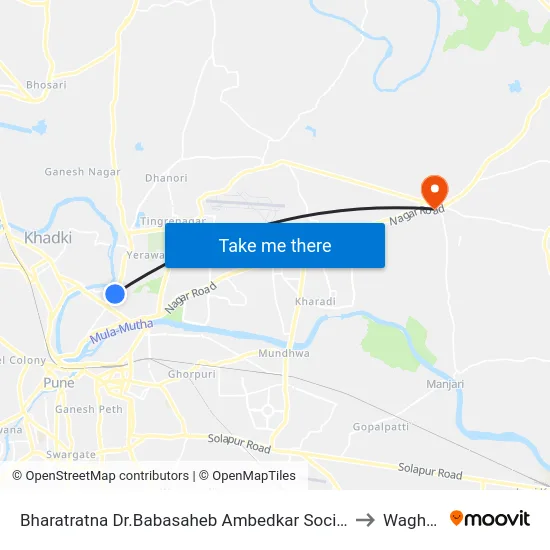 Bharatratna Dr.Babasaheb Ambedkar Society to Wagholi map