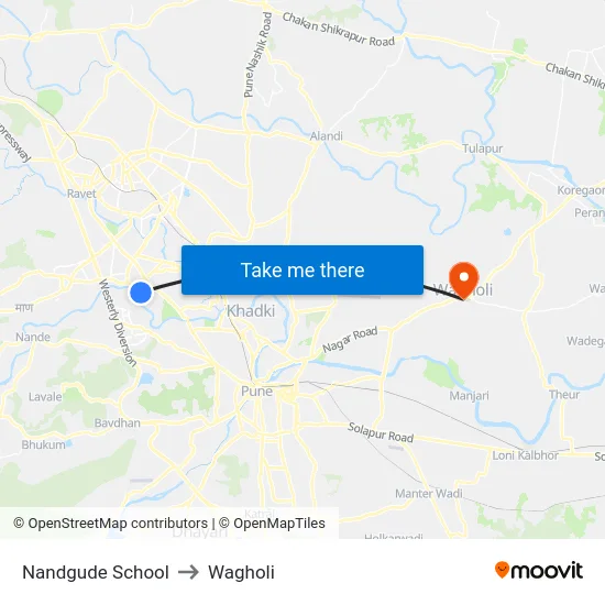 Nandgude School to Wagholi map