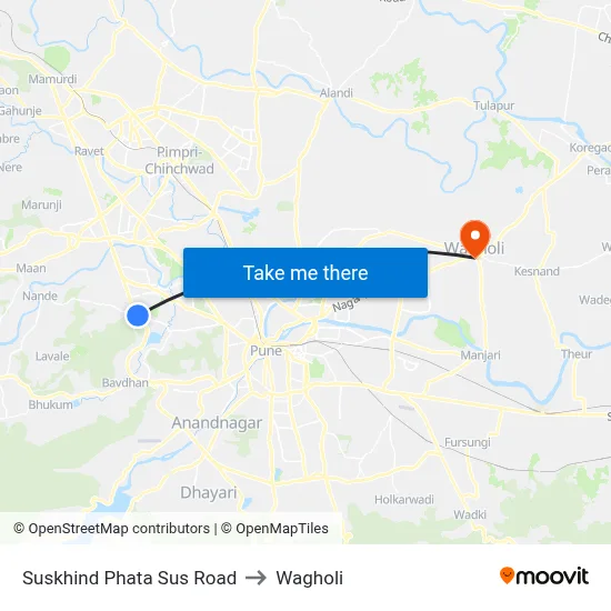 Suskhind Phata Sus Road to Wagholi map