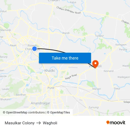 Masulkar Colony to Wagholi map