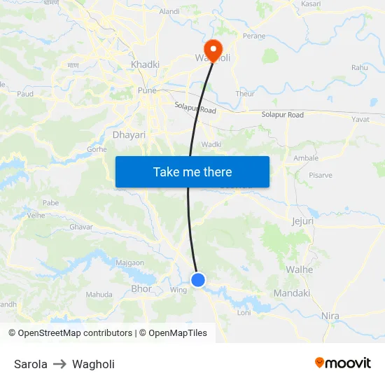 Sarola to Wagholi map