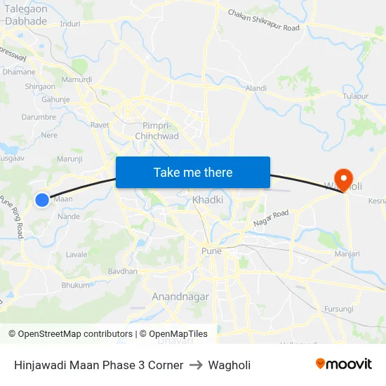 Hinjawadi Maan Phase 3 Corner to Wagholi map