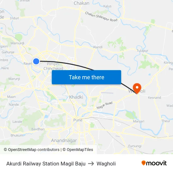 Akurdi Railway Station Magil Baju to Wagholi map