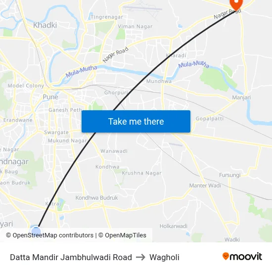 Datta Mandir Jambhulwadi Road to Wagholi map