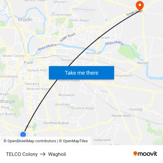 TELCO Colony to Wagholi map