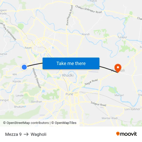 Mezza 9 to Wagholi map