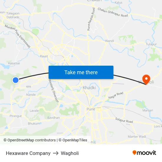 Hexaware Company to Wagholi map