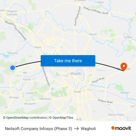 Neilsoft Company Infosys (Phase 3) to Wagholi map