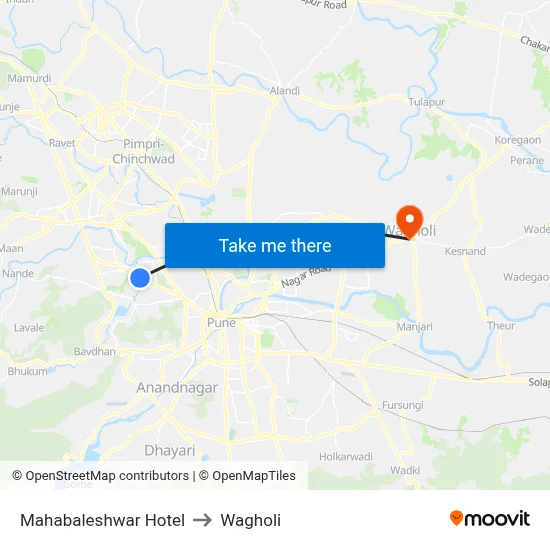 Mahabaleshwar Hotel to Wagholi map