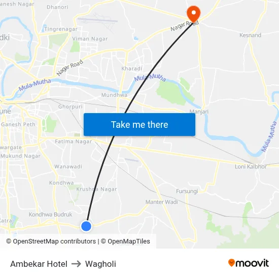 Ambekar Hotel to Wagholi map