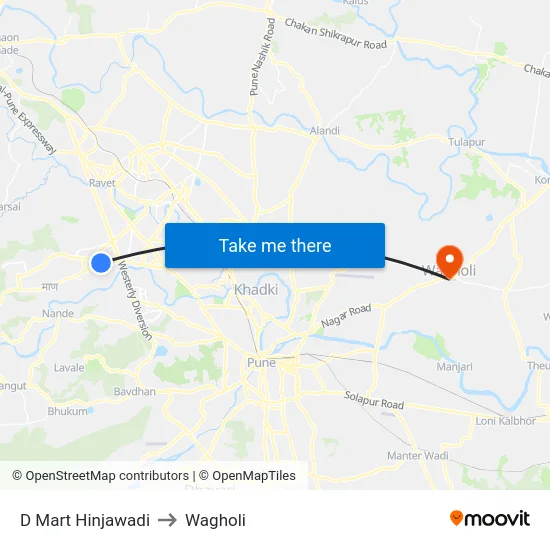 D Mart Hinjawadi to Wagholi map
