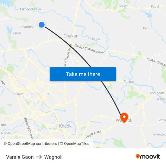 Varale Gaon to Wagholi map