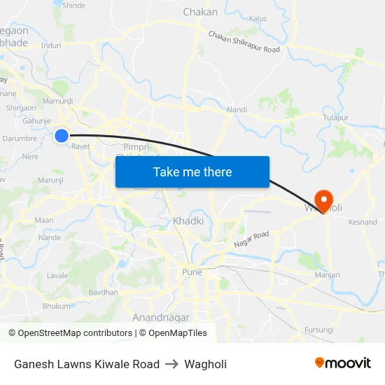 Ganesh Lawns Kiwale Road to Wagholi map