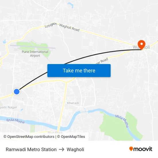 Ramwadi Metro Station to Wagholi map