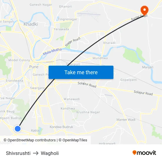 Shivsrushti to Wagholi map