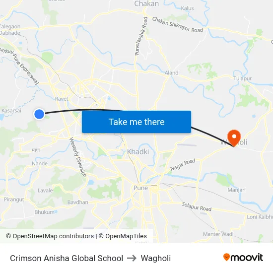 Crimson Anisha Global School to Wagholi map