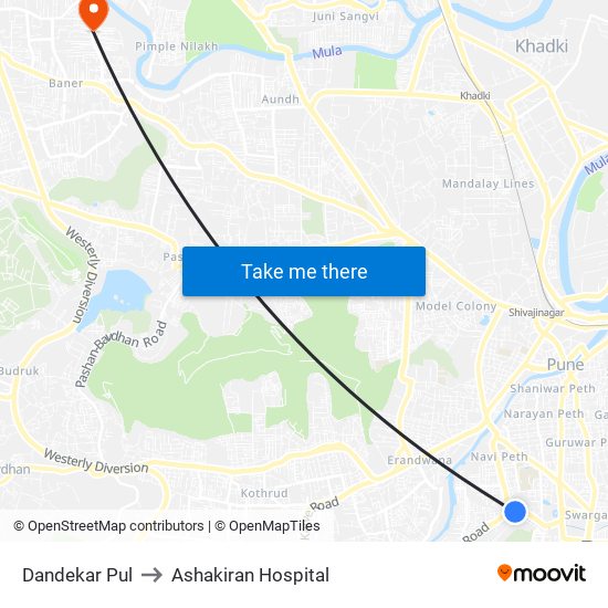 Dandekar Bridge to Ashakiran Hospital map