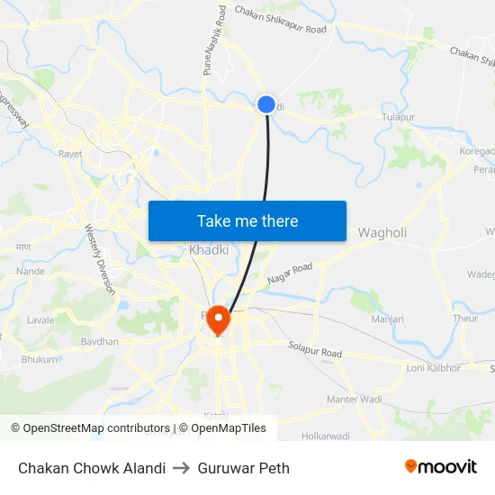 Chakan Chowk Alandi to Guruwar Peth map