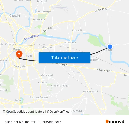Manjari Khurd to Guruwar Peth map