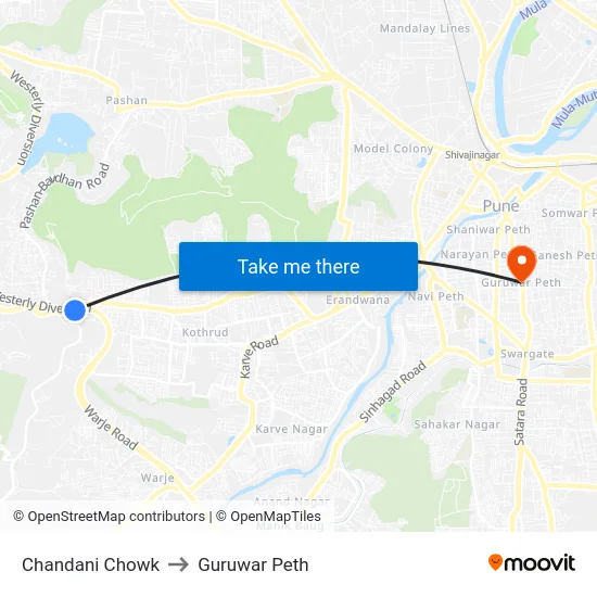 Chandani Chowk to Guruwar Peth map
