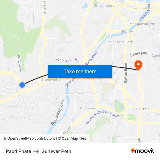 Paud Phata to Guruwar Peth map