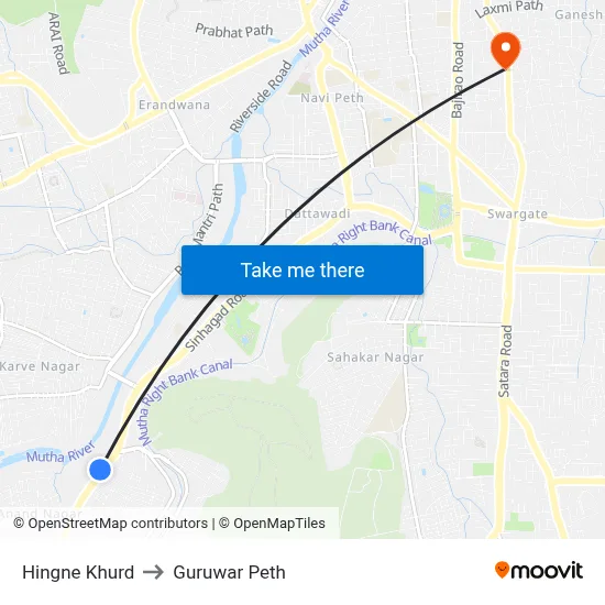 Hingne Khurd to Guruwar Peth map