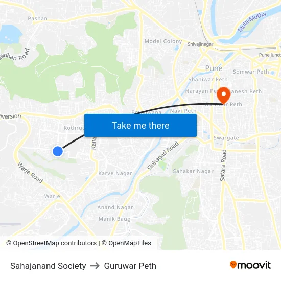 Sahajanand Society to Guruwar Peth map