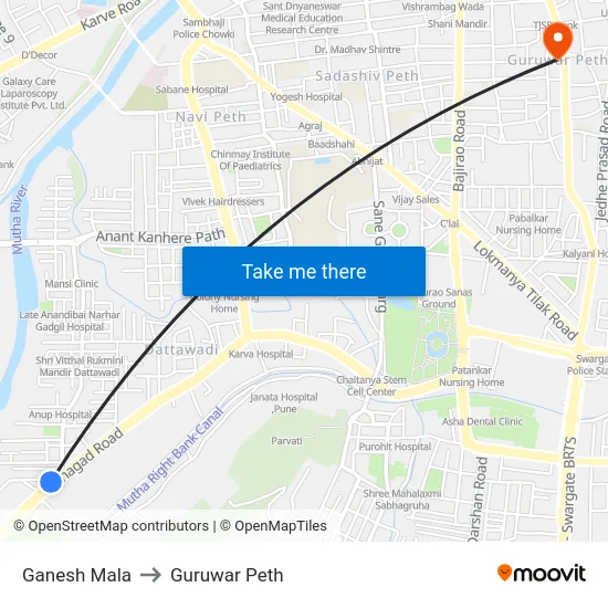 Ganesh Mala to Guruwar Peth map