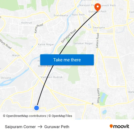 Saipuram Corner to Guruwar Peth map