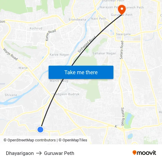 Dhayarigaon to Guruwar Peth map