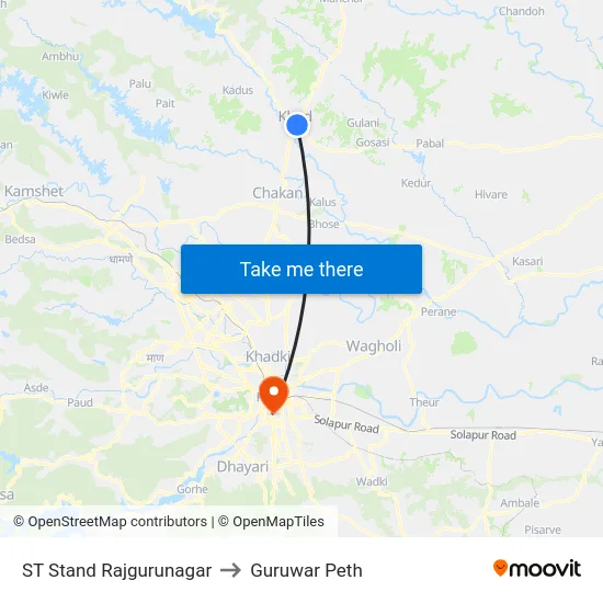 ST Stand Rajgurunagar to Guruwar Peth map