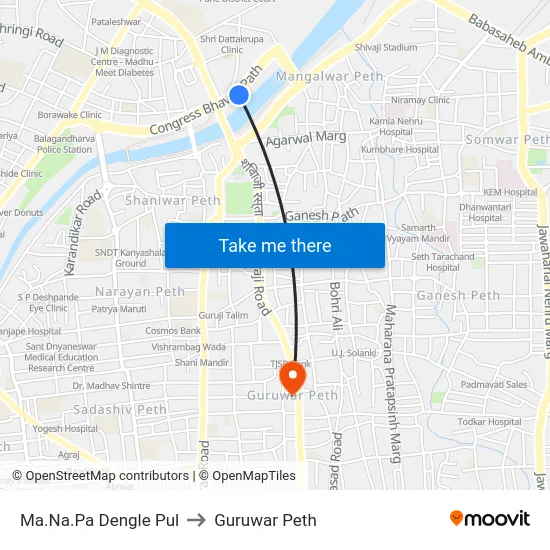 Ma.Na.Pa Dengle Pul to Guruwar Peth map