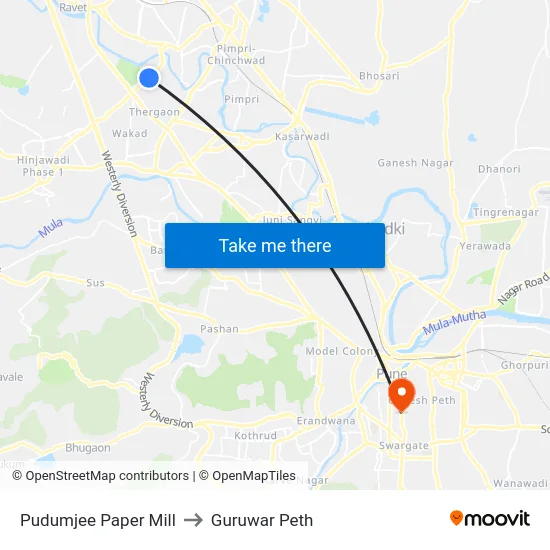 Pudumjee Paper Mill to Guruwar Peth map