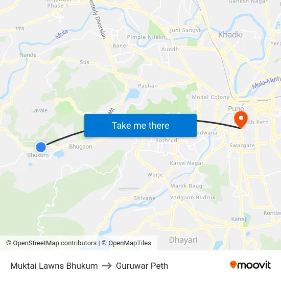 Muktai Lawns Bhukum to Guruwar Peth map