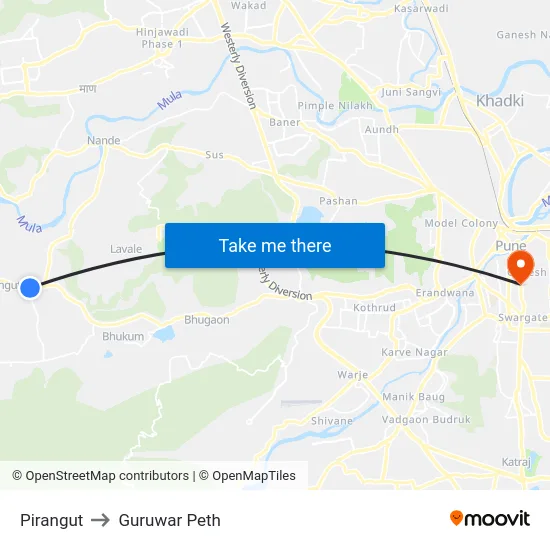Pirangut to Guruwar Peth map