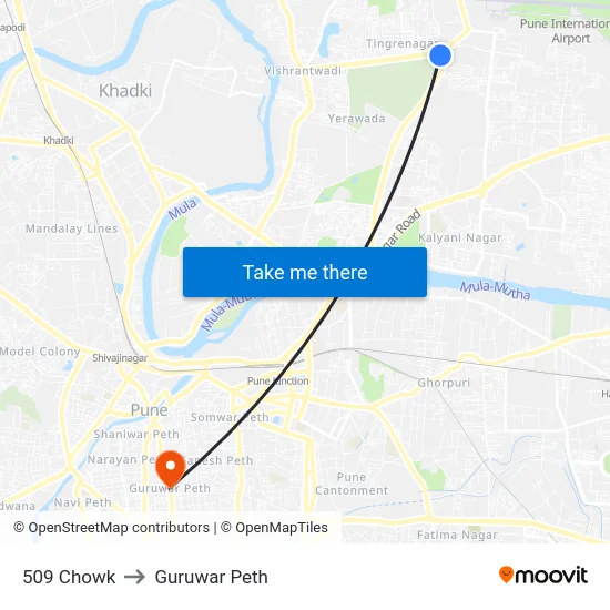 509 Chowk to Guruwar Peth map