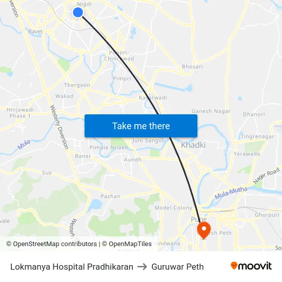 Lokmanya Hospital Pradhikaran to Guruwar Peth map