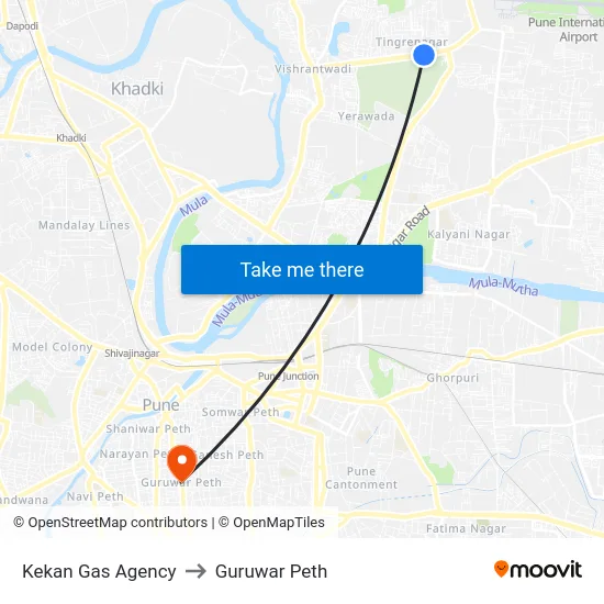 Kekan Gas Agency to Guruwar Peth map
