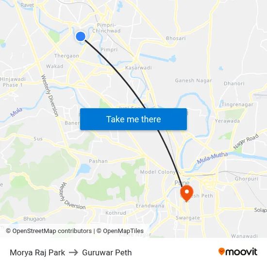 Morya Raj Park to Guruwar Peth map