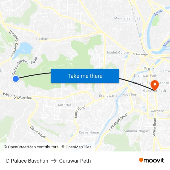 D Palace Bavdhan to Guruwar Peth map