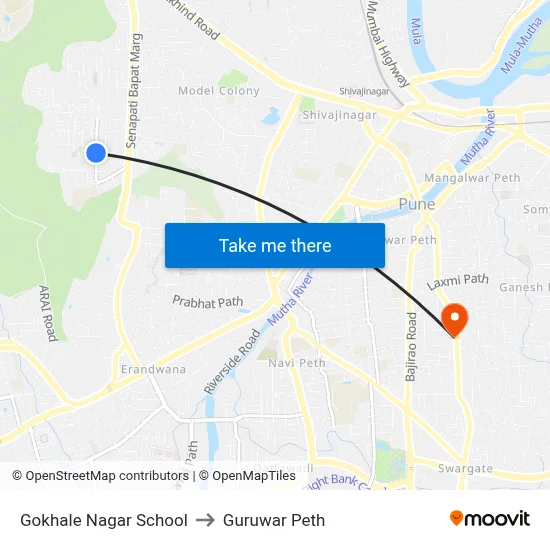 Gokhale Nagar School to Guruwar Peth map