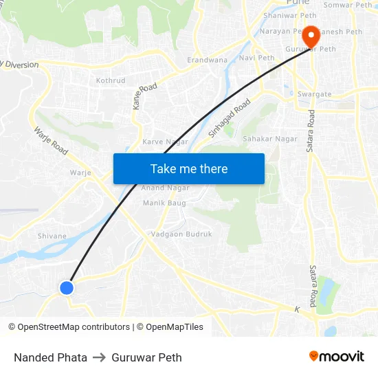 Nanded Phata to Guruwar Peth map