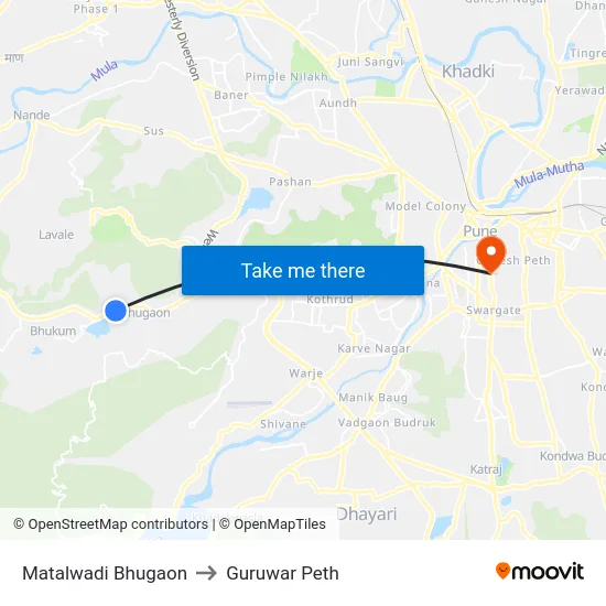 Matalwadi Bhugaon to Guruwar Peth map
