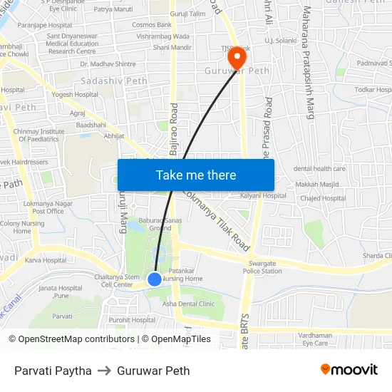 Parvati Paytha to Guruwar Peth map