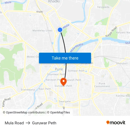 Mula Road to Guruwar Peth map