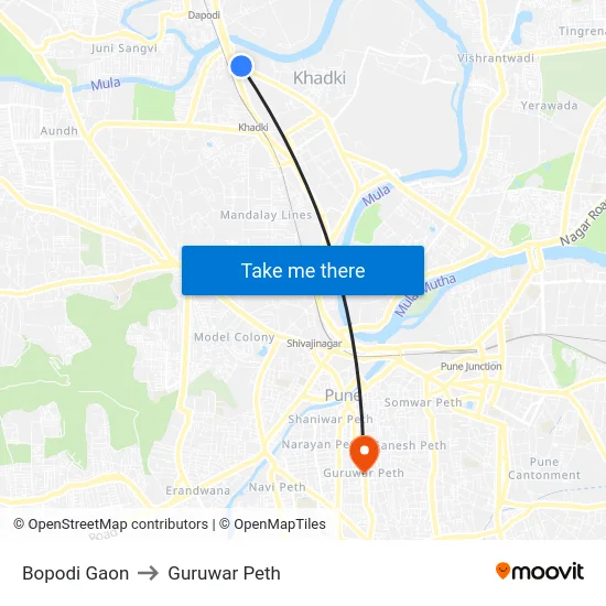 Bopodi Gaon to Guruwar Peth map